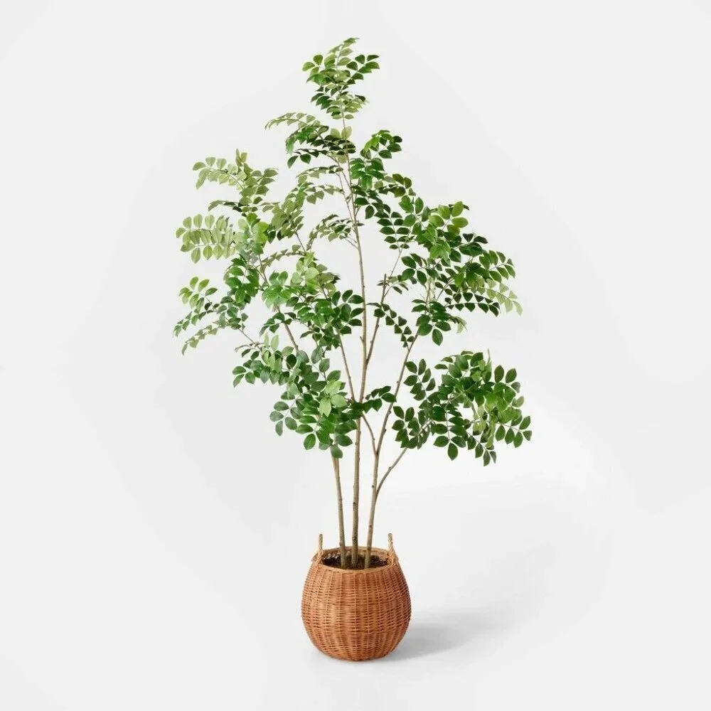 Threshold Studio McGee Artificial Pterocarpus Leaf Tree in Woven Basket - Target